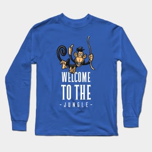 Welcome To The Jungle / Cartoon Monkey Design / Cute Cartoon Chimp / Great Gift For New Colleague / Welcome Gift Long Sleeve T-Shirt